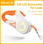 ROJECO 5M Automatic Dog Leash Retractable LED